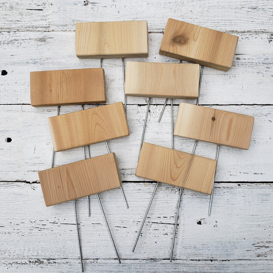 blank wooden plant markers with steel pins
