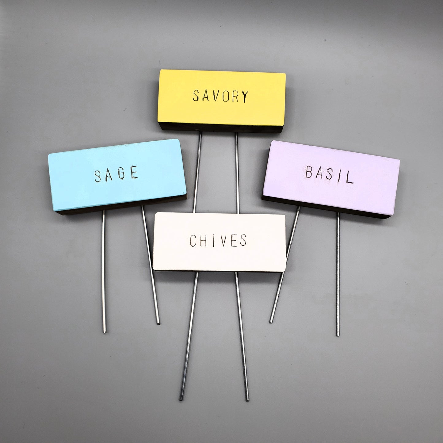 color garden markers with steel pins