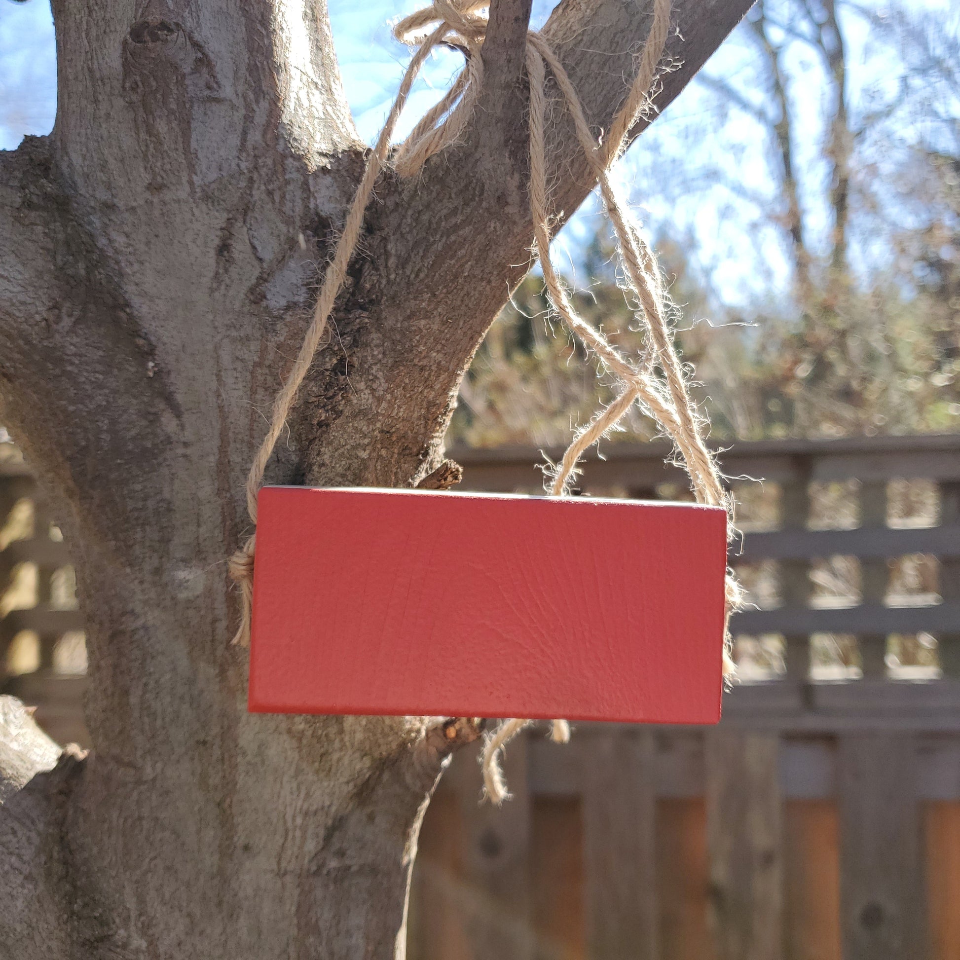 red tree tag on a branch