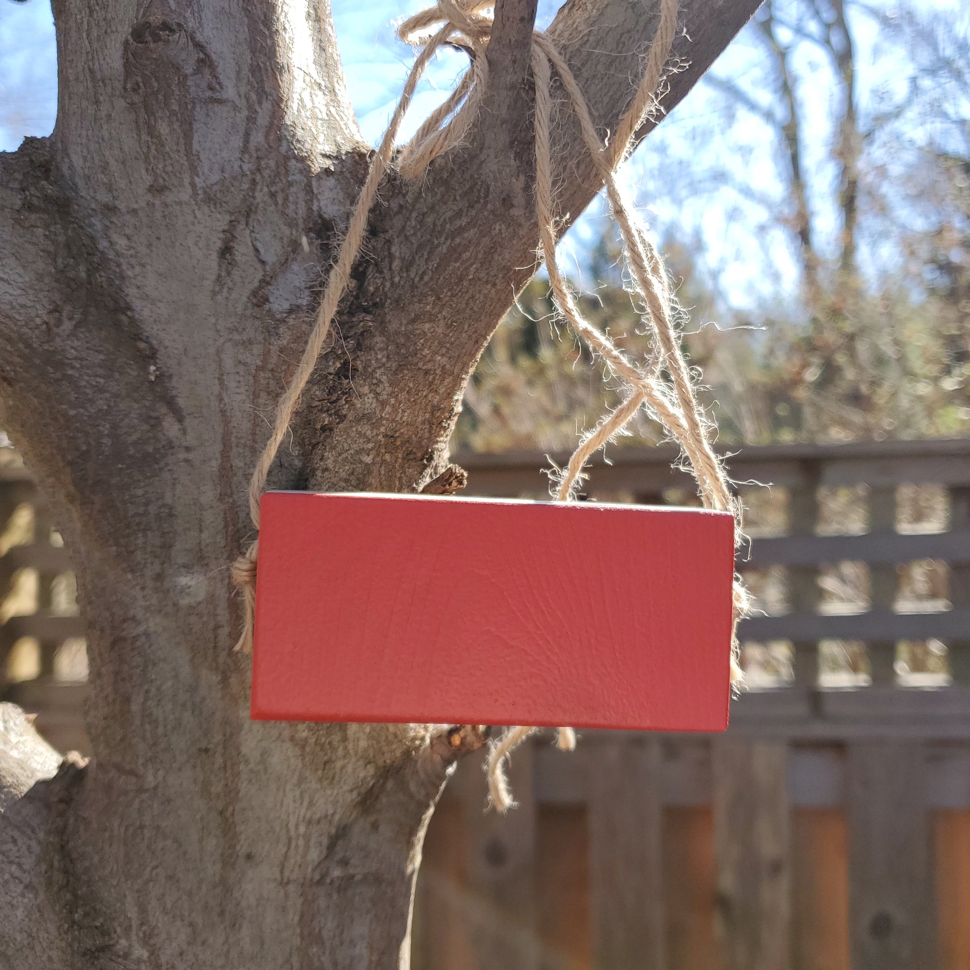 red tree tag on a branch
